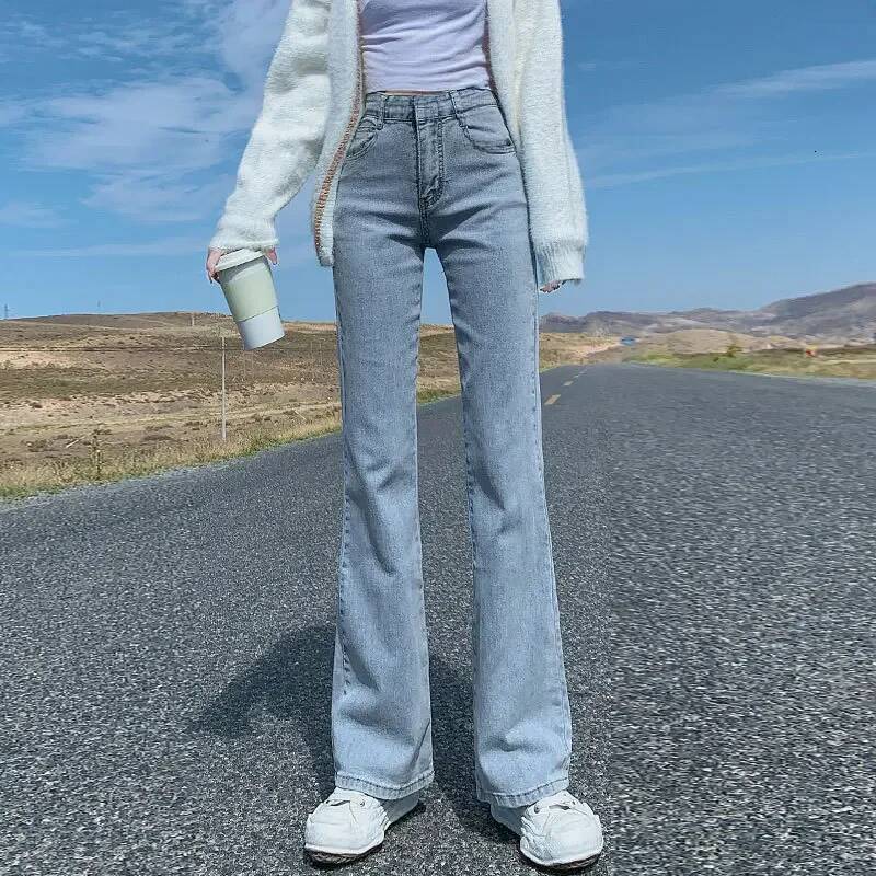 High-waisted Slimming Women's Jeans Petite Size Stretchy Floor-length Trousers Denim Fabric dongdumaoyi