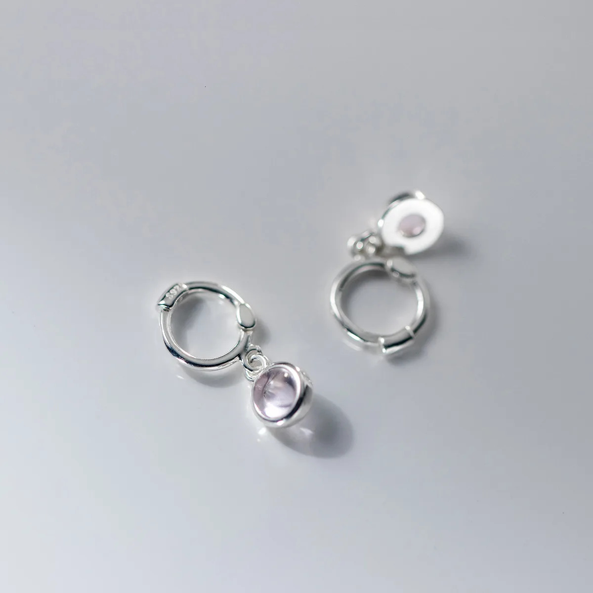 LAVIFAM 925 Sterling Silver Small Hoop Earrings Ear Buckle Round Synthetic Crystal For Women Female Girls Lady Sweet Jewelry 250930