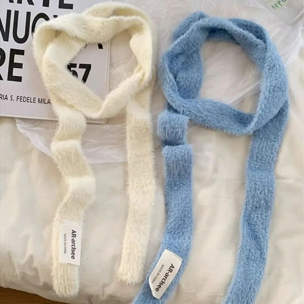 Cute Solid Color Wool Shawl Y2K Harajuku Knitted Scarf Keep Warm Korean Style Long N Scarves Ladies 250929