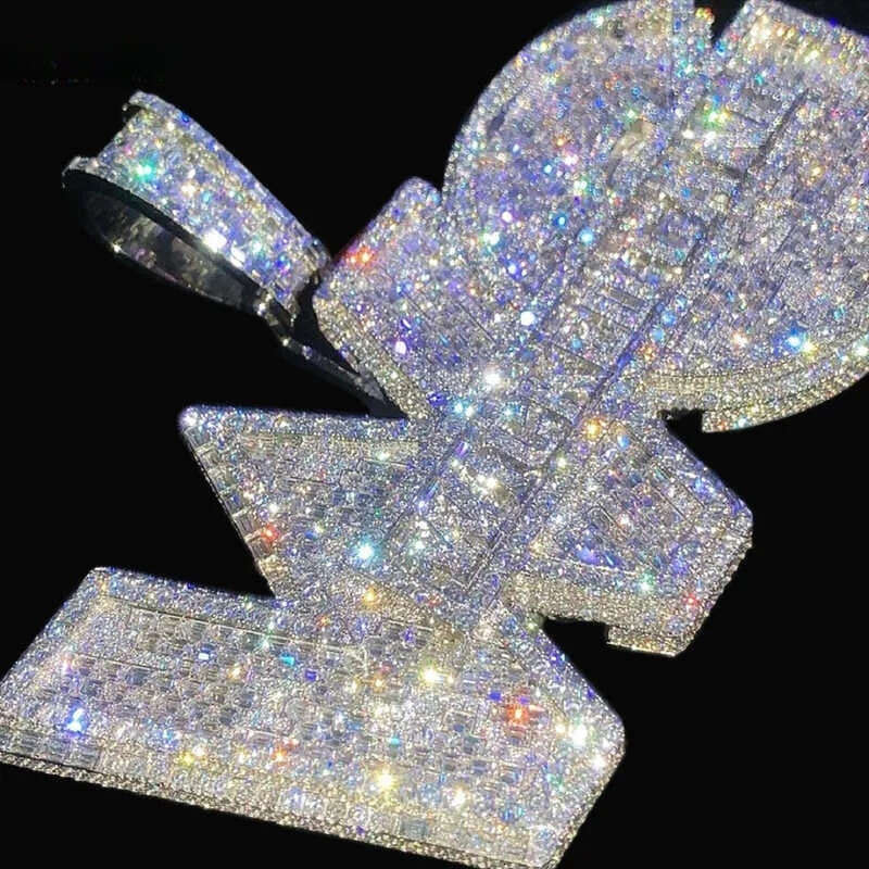 necklace moissanite chain Iced Out Jewelry Moissanite Letters Dias Necklace Hip Hop Sier Custom Pendant
