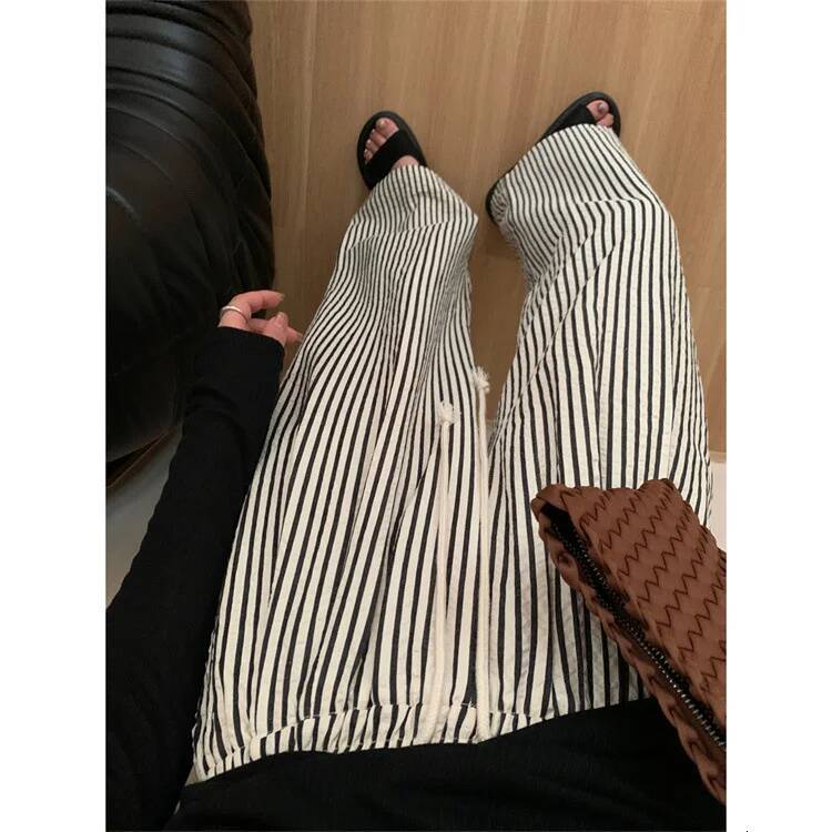 Striped For Women In Summer Loose Slim Casual Wide Straight Leg Long Pants dongdumaoyi