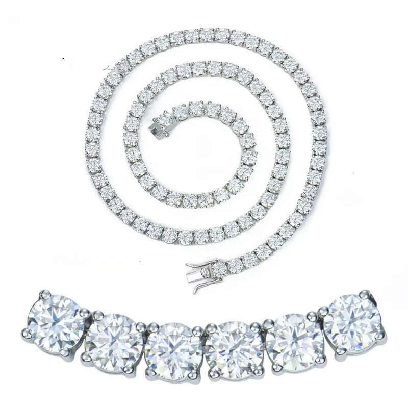 2-6mm hiphop sier cluster iced out vvs gra certified dia mossanite moissanite jewelry necklace tennis chain for man