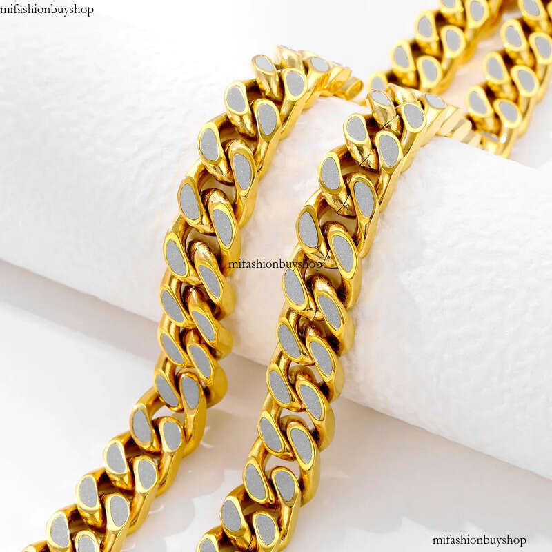 Hip Hop Punk Chain Reflect Light Real Gold Plated Stainless Steel Necklace Rap Jewelry