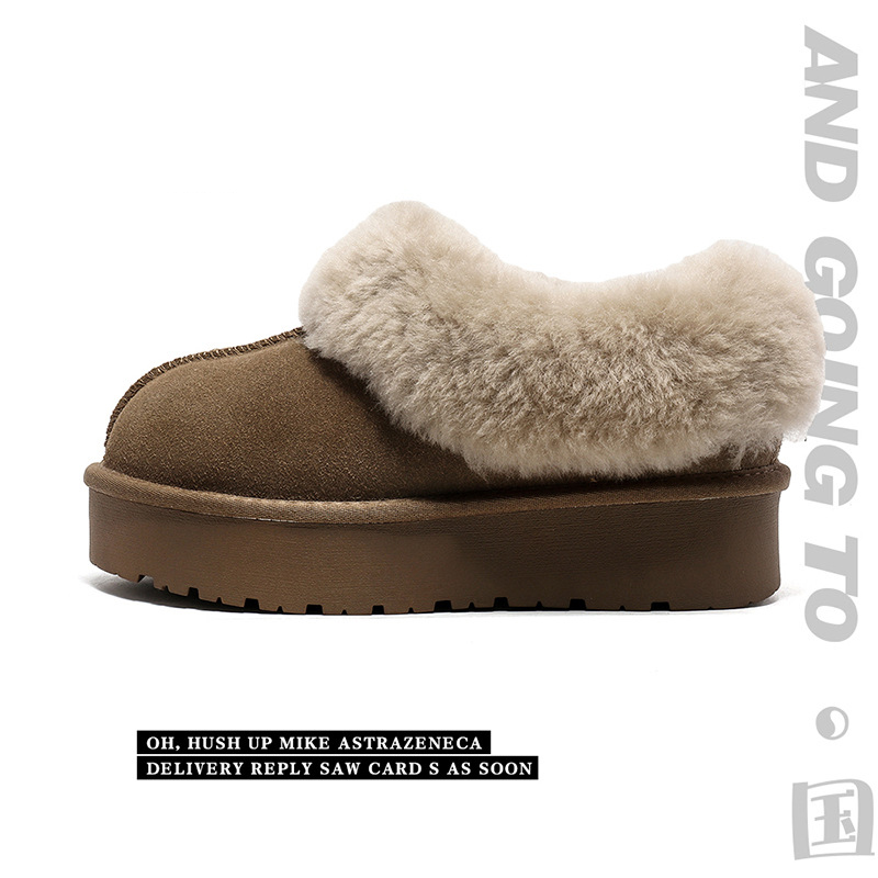 EBV designer shoes hot free shipping High quality cowhide fur on Leather new wool and plush thick warm and anti slip snow boots for woman