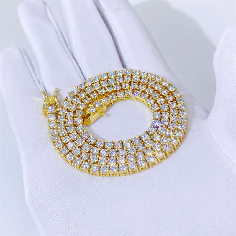 Moissanite tennis 3mm hip-hop full dia Cuban chain