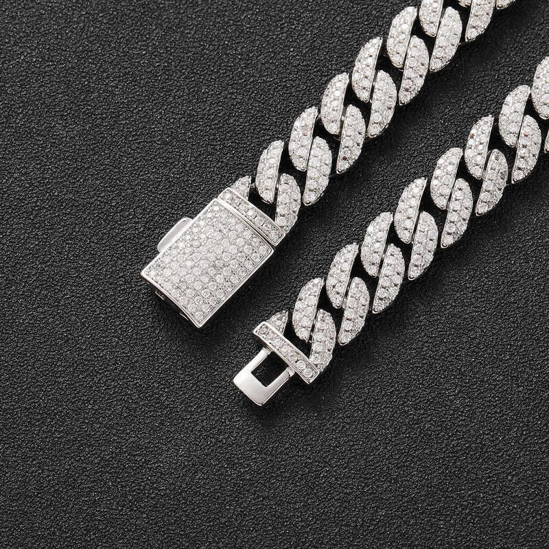 Moissanite Chains 10m 16-24inch Sterling Sier Pass Test Dia Cuban Chain Necklace Bracelet For Women/Men Nice Gift