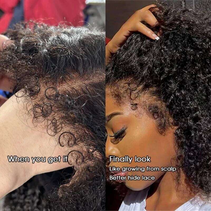 250% 4C Edges 13X4 HD Lace Front Wig With Baby Pre Plucked Premium Kinky Curly Human Hair Xiusiyuan2510