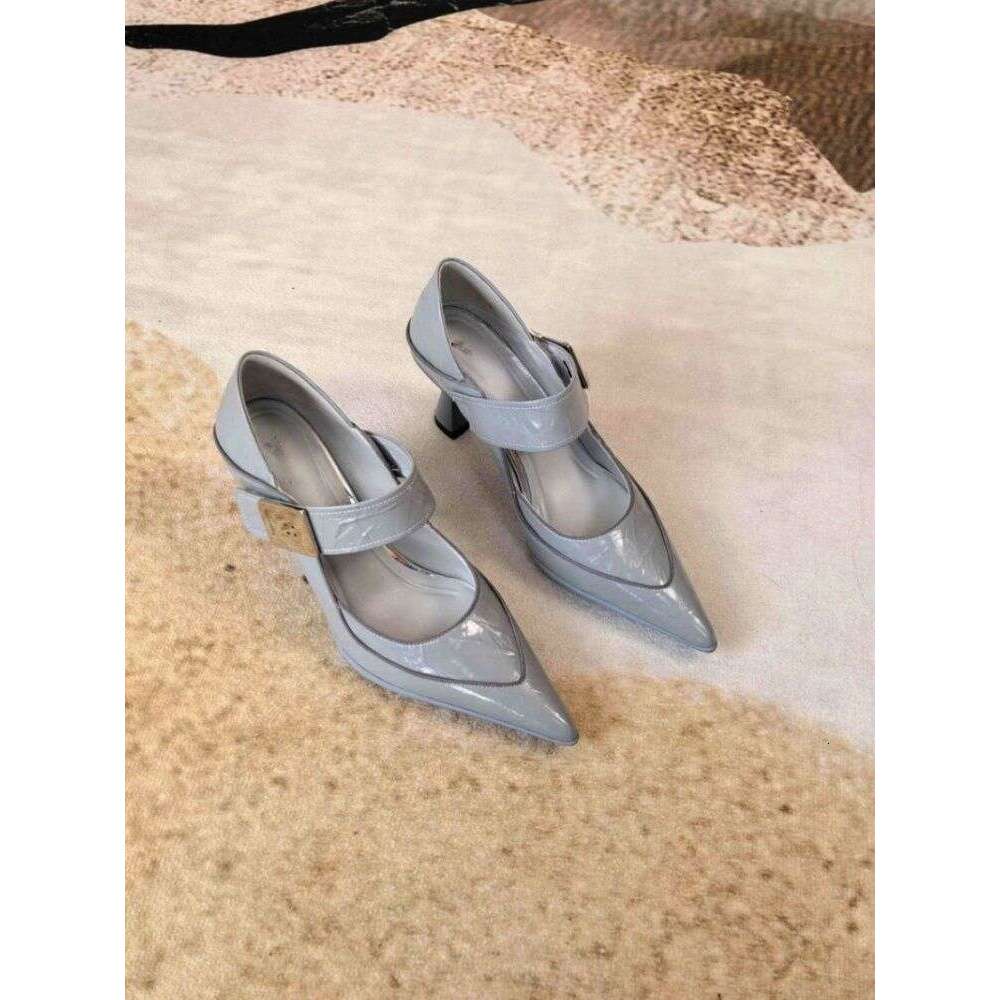 2025 Designer Shoe Autumn New French Style Small Square Toe Hidden Wedge heelegant Single Shallow Mouth One-Strap Mary Jane Shoes
