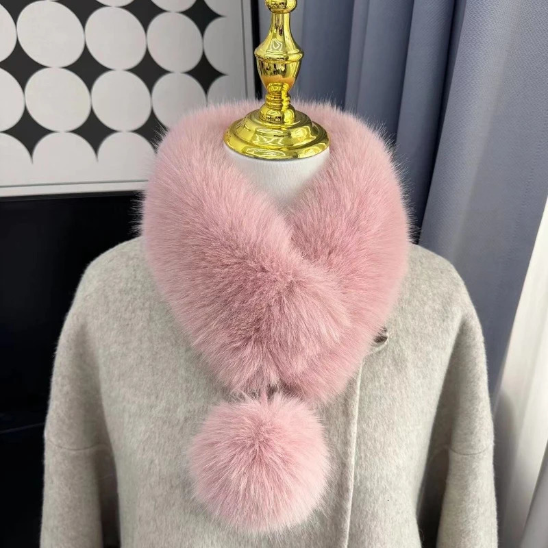 Natural Fox Fur Scarf Winter Thickened For Women Real Scarf Neck Warm Fluffy Shawls Female Coat Collar 250929
