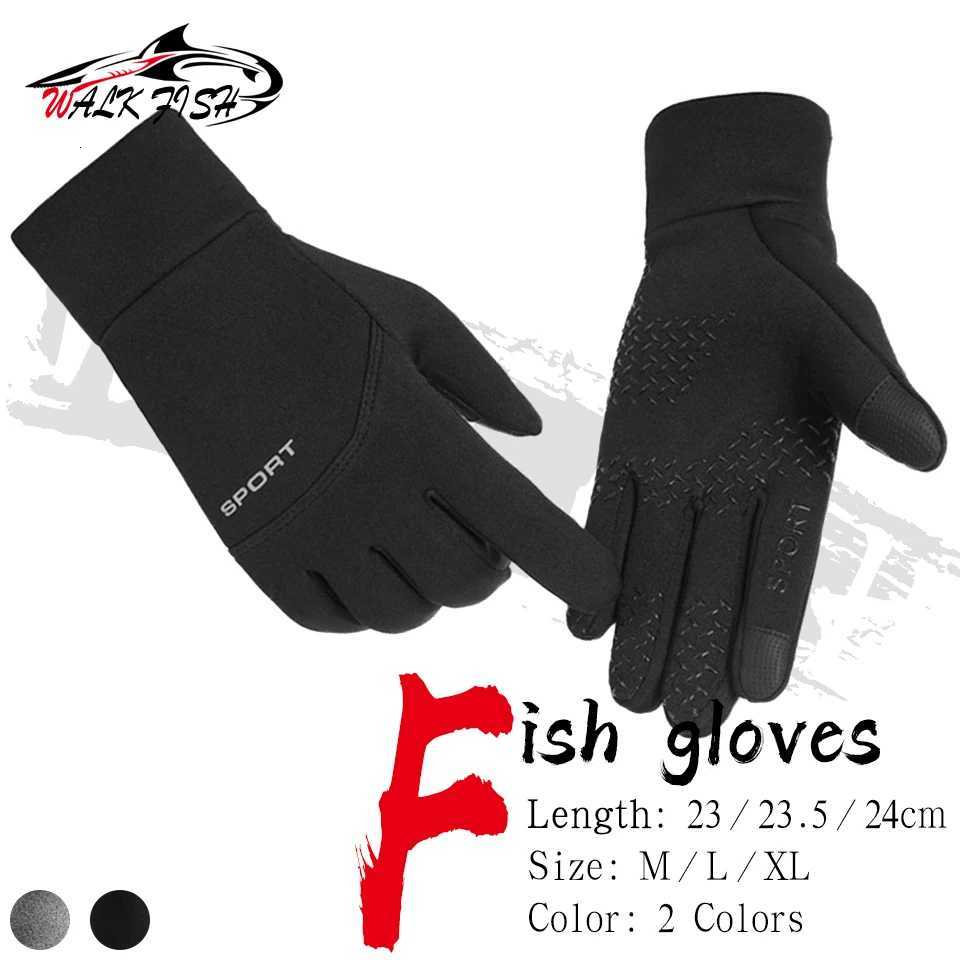 WALK FISH Elastic Nonslip Fishing Gloves Plus Velvet Windproof Stretch Fabric Warm Smooth Touch Screen Experience Sports Gloves Z250925