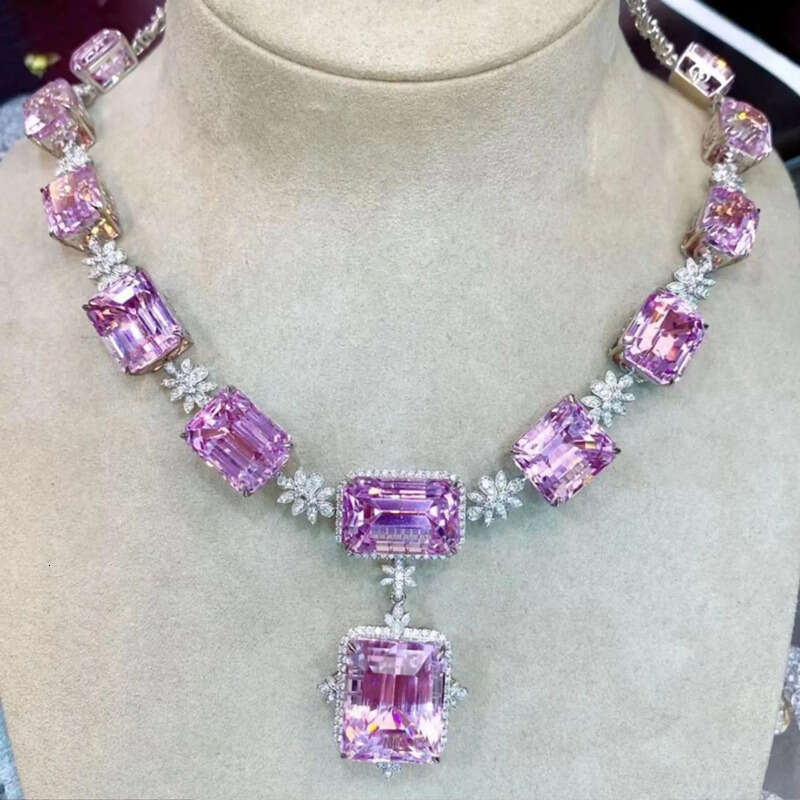 Choucong Brand Handmade Wedding Sets Jewelry Sterling Sier Princess Cut Pink Topaz Dia Necklace Party Open Ring Drop Earring Gift
