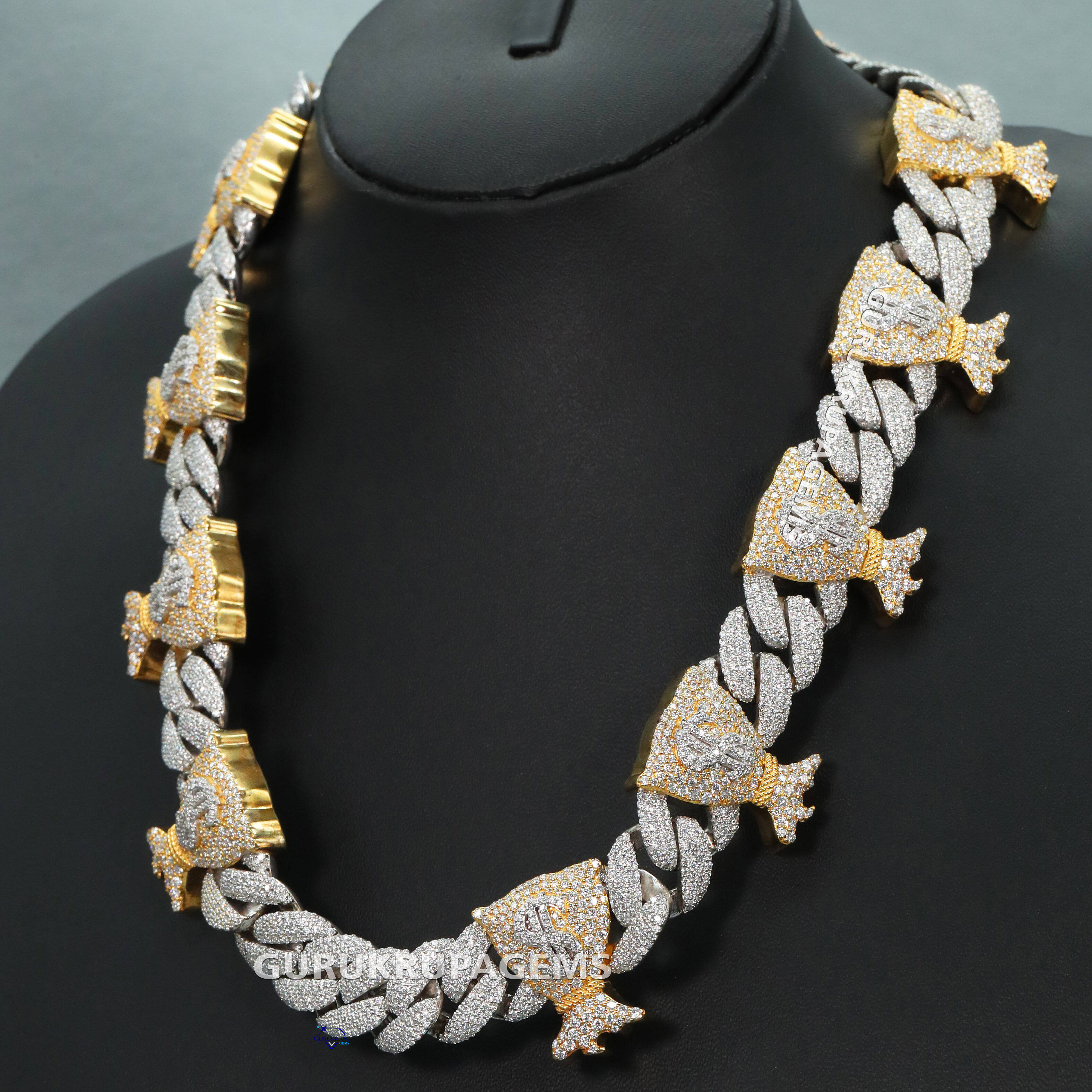 Exquisite Cuban Chain Customized Trendized Unique Designed for Men in 925 Sterling Silver with Moissanite Diamond Boasting VVS Clarity