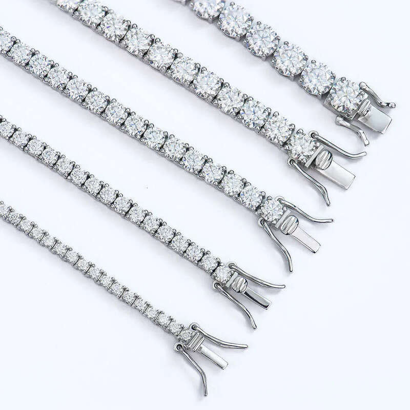 Pass Dia Tester VVS1 D Color With GRA Certificate Moissanite Chain For Women Solid Sier 4MM W Tennis Necklace Hip Hop Jewelry Woman Christmas Gift