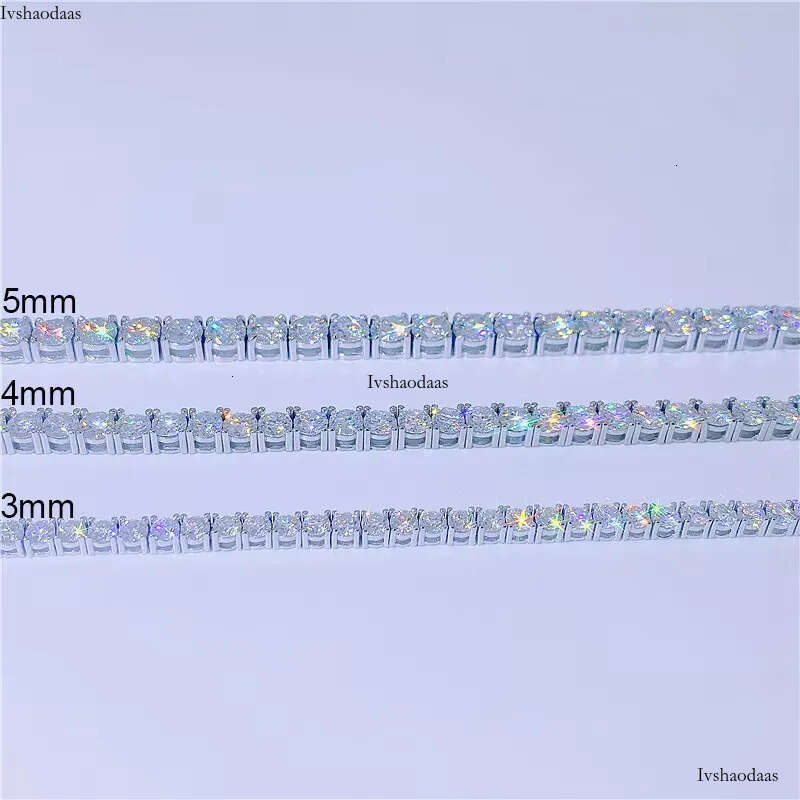 Hip Hop Crystal Dia Iced Out D Color White 3MM 4MM 5MM Moissanite Tennis Chain Necklace for Women Men