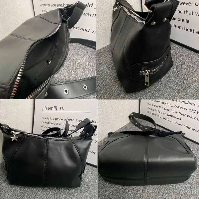 Y2K Korean Gothic Star Girl Black Handbag Haruku Aesthetic Vintage Shoulder Crossbody Bag Trendy Women Messenger Tote Bags