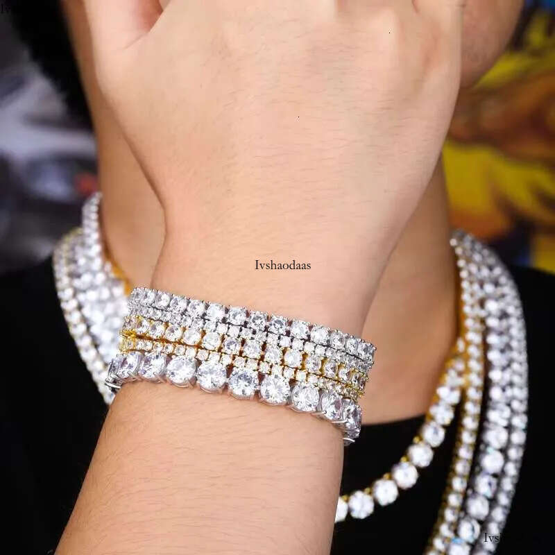 Fine Jewelry Hip Hop Sterling Sier Iced Out Tennis Chain for Men Women VVS Moissanite Dia Bracelet