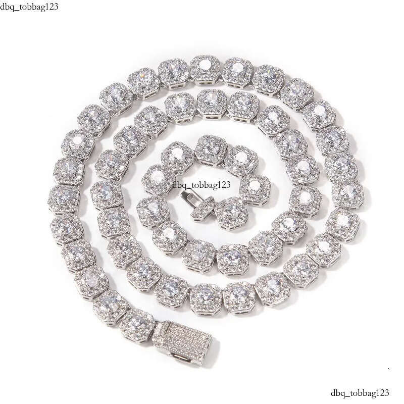Necklace Moissanite chain bracelet Dia Custom Vvs Cuban Link S Sier 8mm 12mm Large Tennis Chain Solid Back Hiphop 111