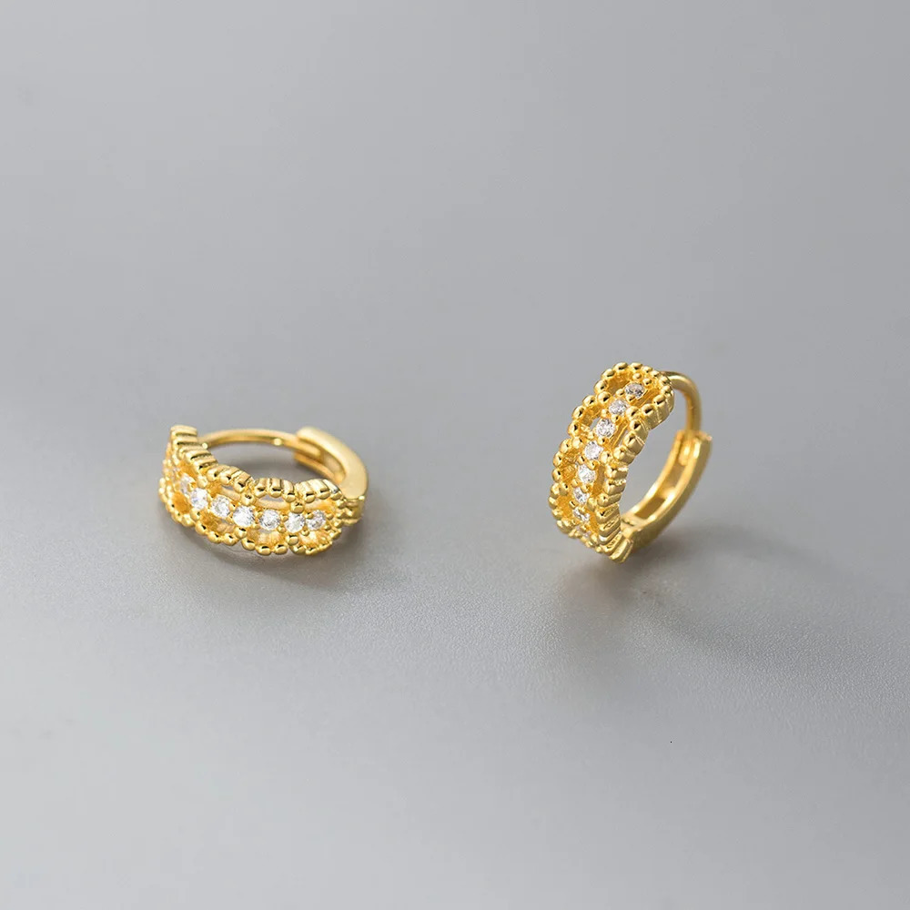 INZATT Real 925 Sterling Silver Lace Zircon Flower 18K Gold Hoop Earrings For Women Cute Fine Jewelry Light Accessories 250930