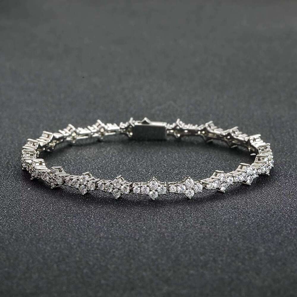 Plum Blossom Tennis Chain Men's Spring Hip-Hop Bracelet with moissanite chain Fashion Accessories