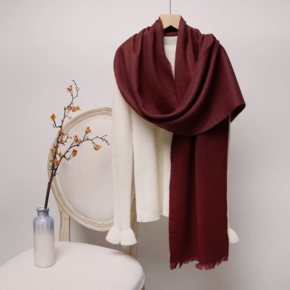 T1951 pure wool scarf neck warm autumn and winter all-match solid color wool