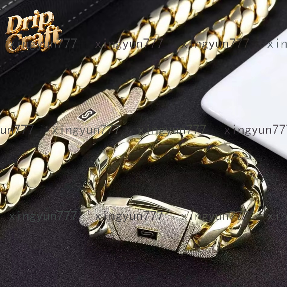 European and American MicroInlaid Stainless Steel Bracelet HighEnd Cuban Chain Jewelry for Party Trendy Accessories