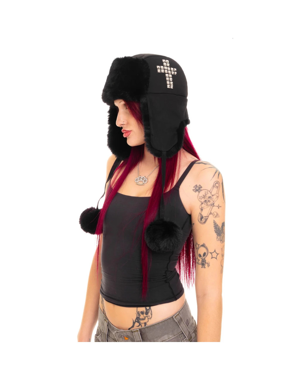 European and American Street Fashion Cross Diamond Hat Versatile Warm Lei Feng Hat 250930