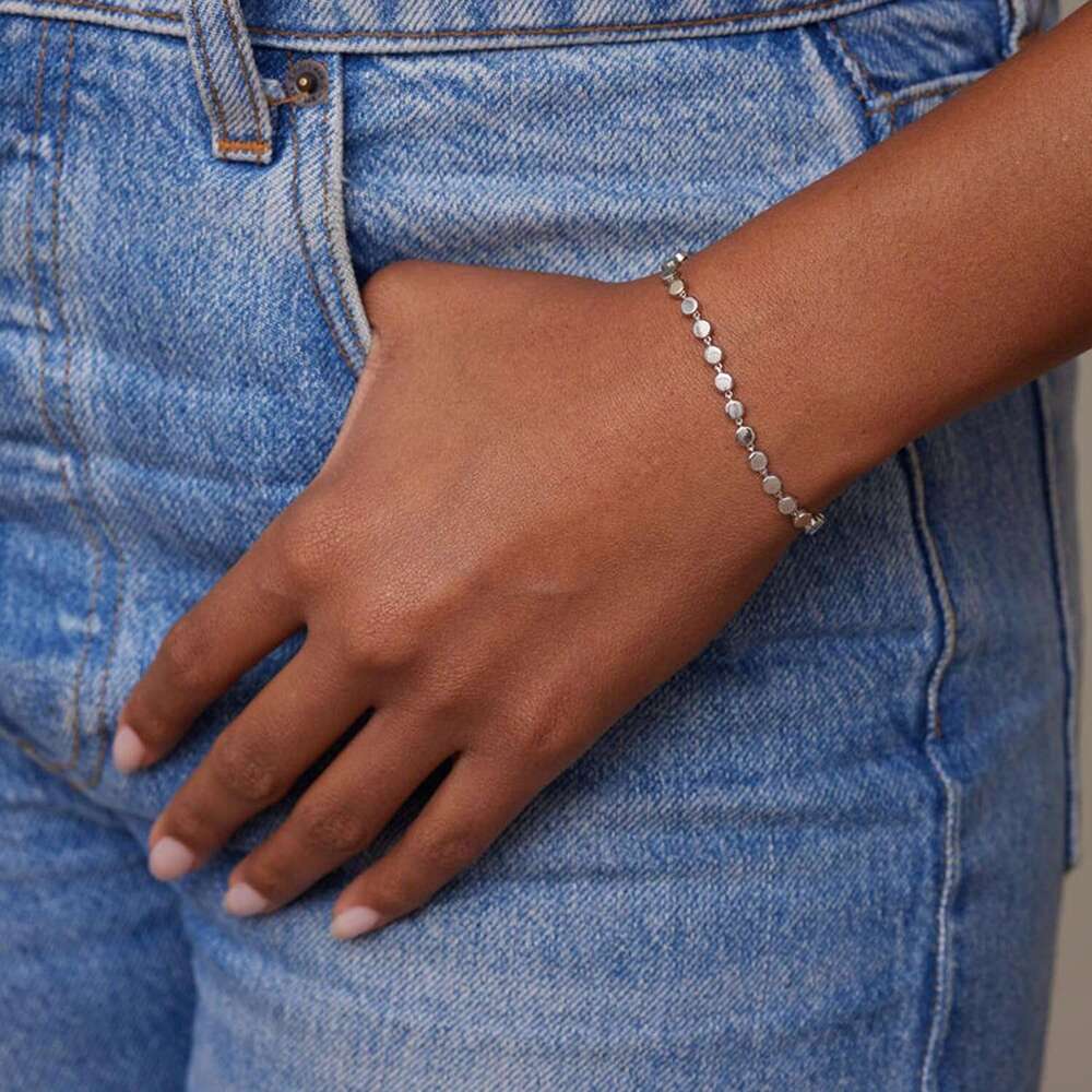 Women, Dainty Bracelets 14K Sier Stack Waterproof Jewelry Trendy Minimalist Simple Small Thin Bracelet Set for Women Teen Girls Gift