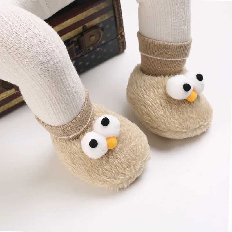 Cartoon Cute Baby Childrens Shoes Mens and Womens Flat Shoes Elastic Rope Plush Warm and Comfortable Socks Shoes 018MJ250930