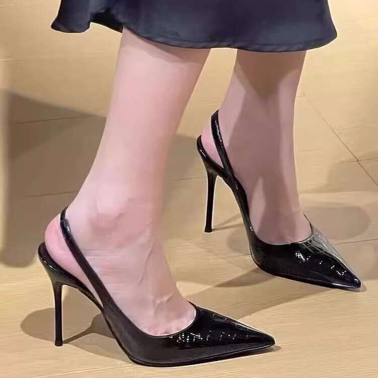 Black High heels 2025 Early Spring French Style Sexy Backless Thin heel Pointed Toe Shallow Mouth Single Designer Shoe Shoes Women's Sandals
