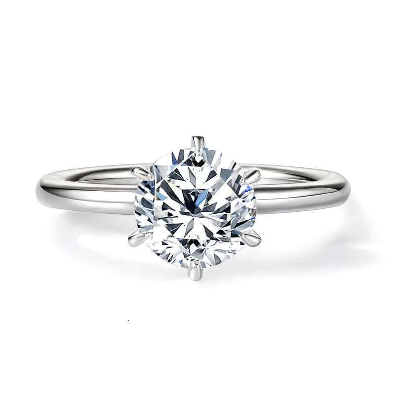 Fashion Jewelry Pure Silver Engagement Wedding 2ct Solitaire Silicon Stone Ring