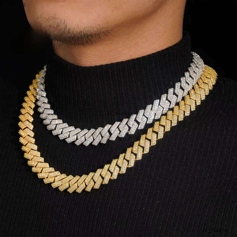 Factory Price Hip Hop Jewelry 15mm Iced Out Cuban Clink Chain Men Gold Plated Brass Cubic Zirconia Necklace