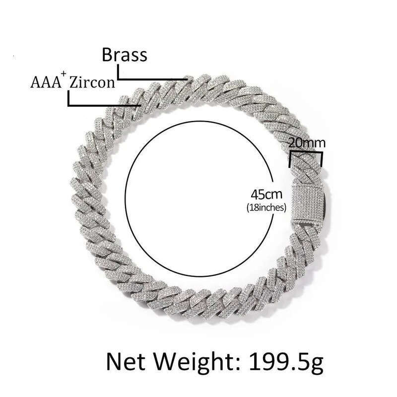 UWIN 20mm Miami 3 Rows Prong Cuban Chain Necklace Micro Pave Iced Out Round Cubic Zirconia Link Fashion Hip Hop Jewelry for Gift