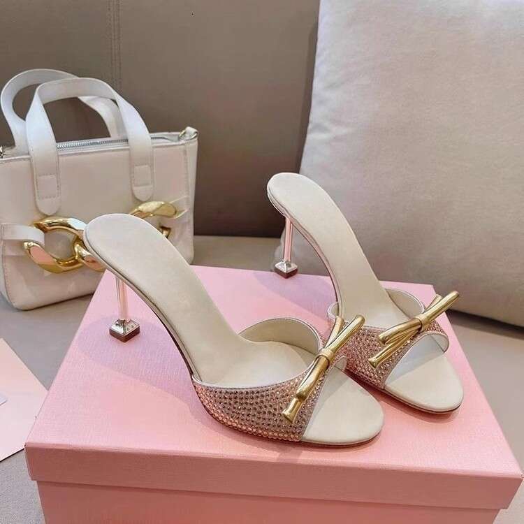 Rhinestone Strap for Women 2025 New Fashion Show High heels Thin Designer Shoe heel Round Toe Bowknot Sandals