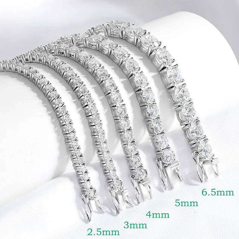 Smyoue 2-6.5mm Real Moissanite Tennis Bracelet for Women Christmas Gift Platinum Plated 100% Sterling Sier Wedding Jewelry