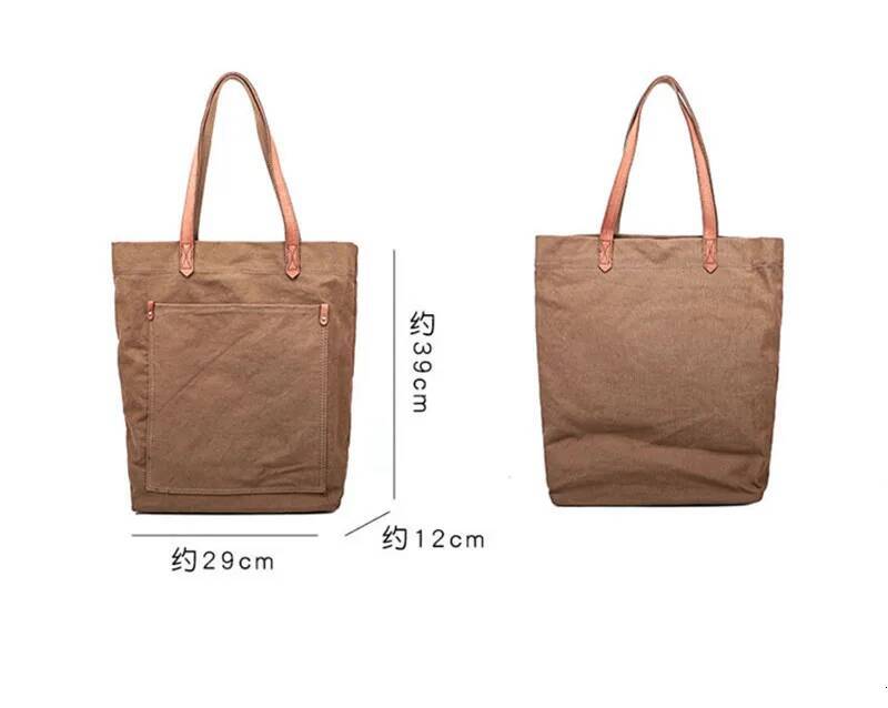 Vintage canvas genuine leather men's tote outdoor work laptop Crossbody shoulder bag travel large capacity handbag high-quality