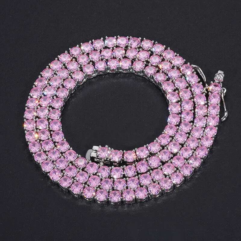 New Trend Fine Jewelry Iced Out Blue Green Colorful VVS Moissanite Dia Cluster Chain Tennis Necklace For Women Men