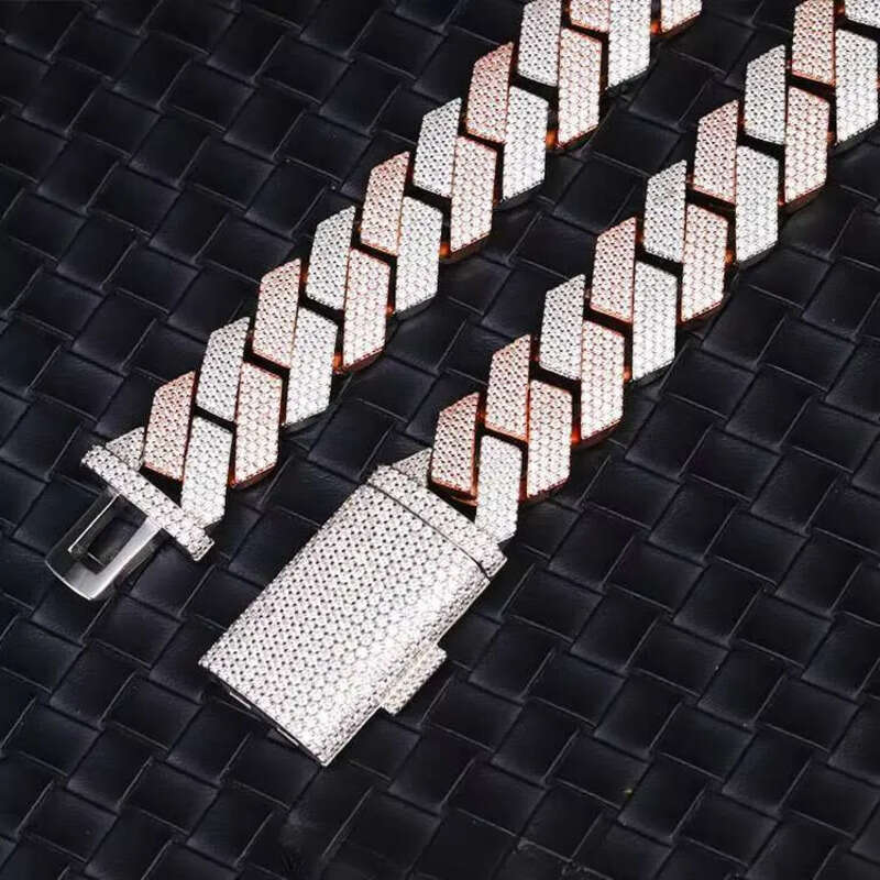 Yy New Arrived 20mm 4 Rows Cuban Link Chian Moissanite Pass Dia Tester Sier Fine Jewelry Necklaces for Men
