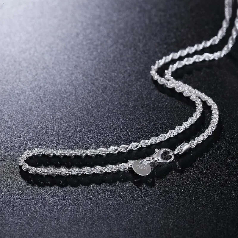 Chains Sterling Sier Necklace 16-24 Inches 3MM Twisted Rope Chain For Women FashionCharm Jewelry Gifts