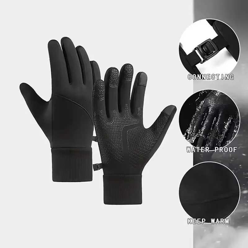 Winter Outdoor Warm Full Finger Gloves for Unisex Cycling Sports Waterproof and Anti Slip Gloves Touch Screen Thickened and Warm Z250925