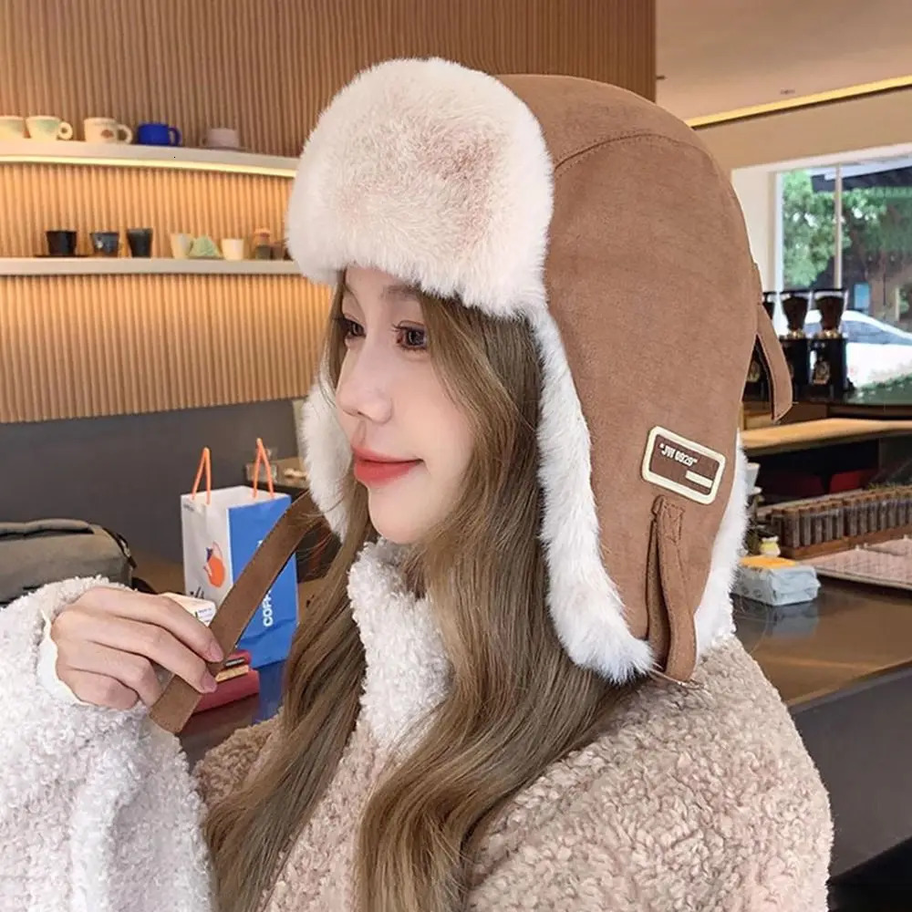 Outdoors Plush Bomber Hat Thick Warm Winter Cap Windproof Ushanka Fur Hat for Men Women 250929