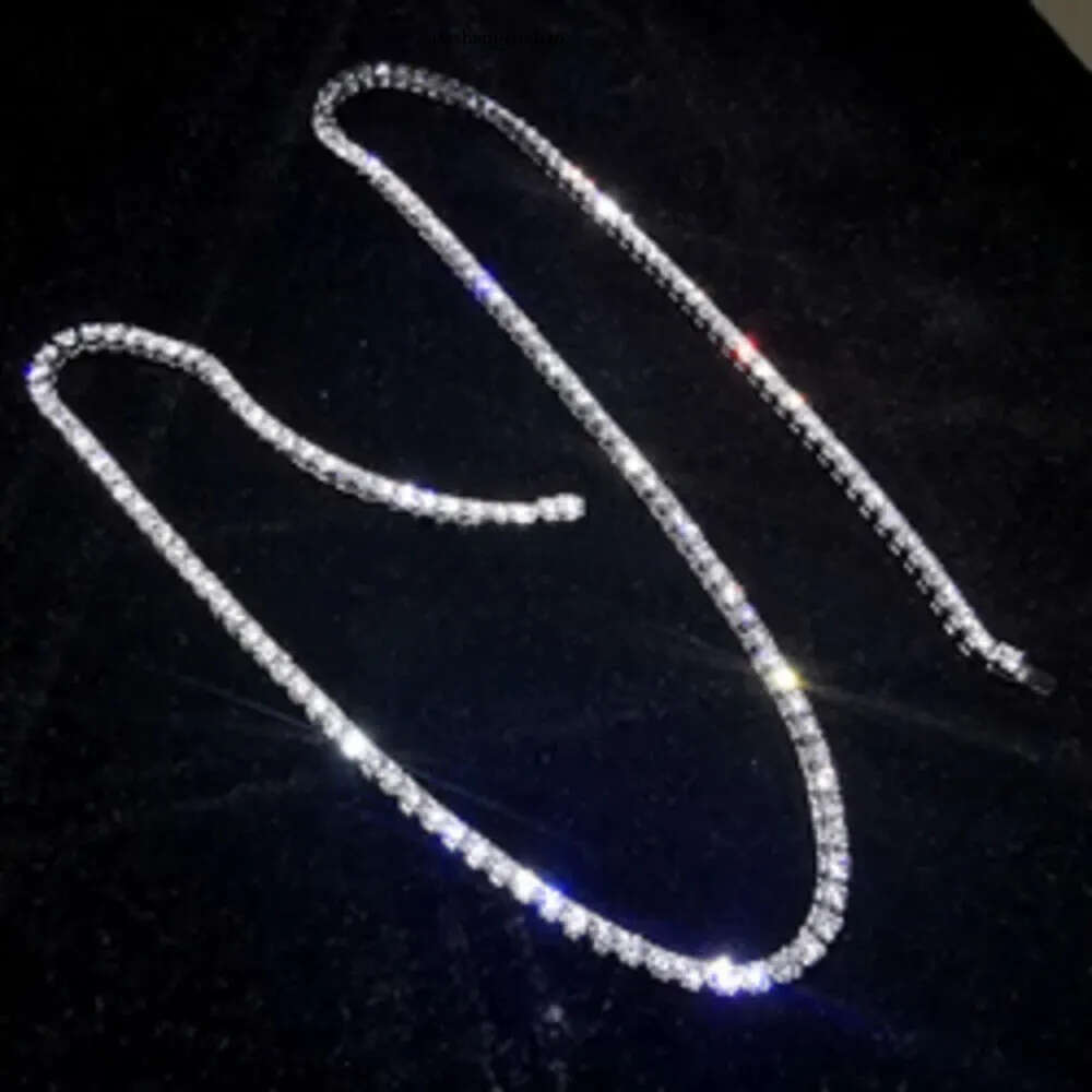 Style Design 14K Au585 Solid Pure White Gold Lab Grown Dia Moissanite Tennis Necklace for Women Wedding