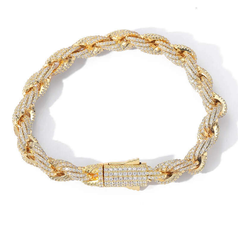 Passed GRA test Dia Moissanite Miami 8mm Twist Rope Chain Full Zircon Cuban Necklace Trendy Rap Hip Hop Bracelet