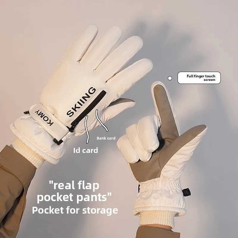 Skiing and cycling outdoor gloves for men and women in winter warm and thickened with fleece anti splashing and anti slip Z250925