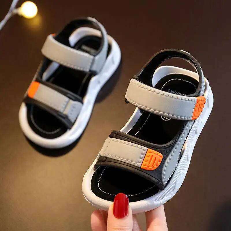 Home Children's Summer New Style Imitation Leather Casual Primary School Students Soft Bottom Beach Boys' Sandals