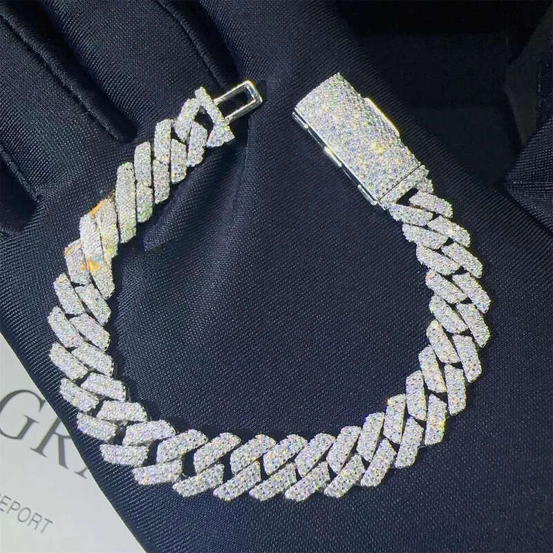 Necklace chain 8mm Two Rows Iced Out Man Hip Hop Jewelry GRA Certificates Pass Dia Tester VVS1 Moissanite Cuban Link Chain Men