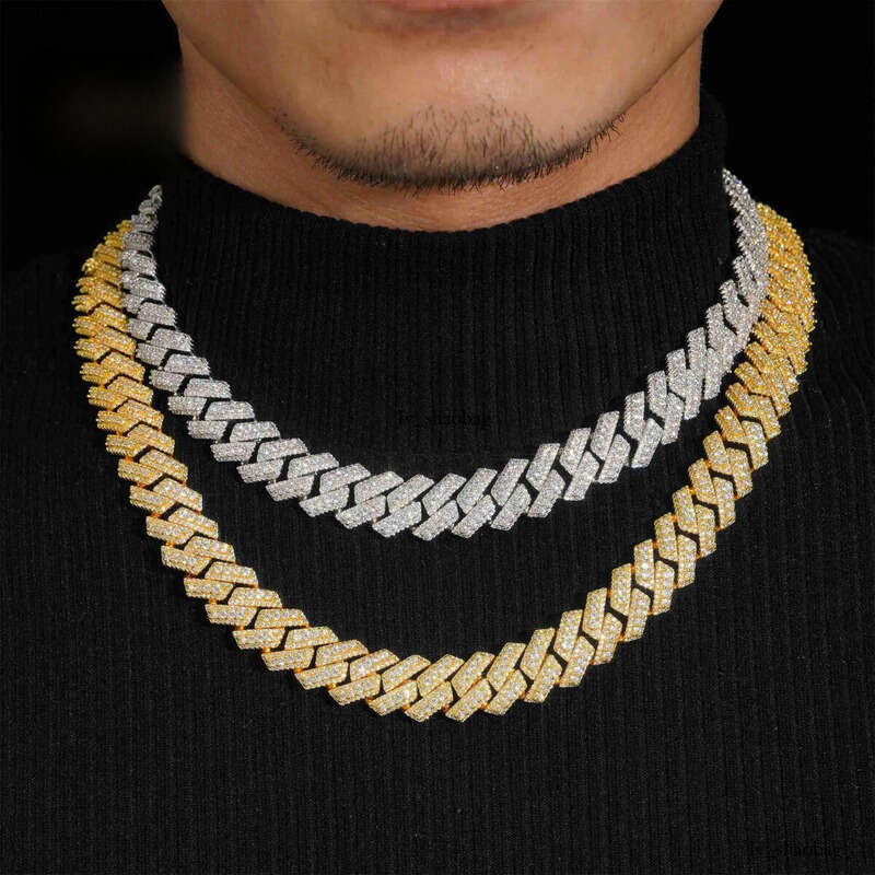 Factory Price Hip Hop Jewelry 15mm Iced Out Cuban Clink Chain Men Gold Plated Brass Cubic Zirconia Necklace