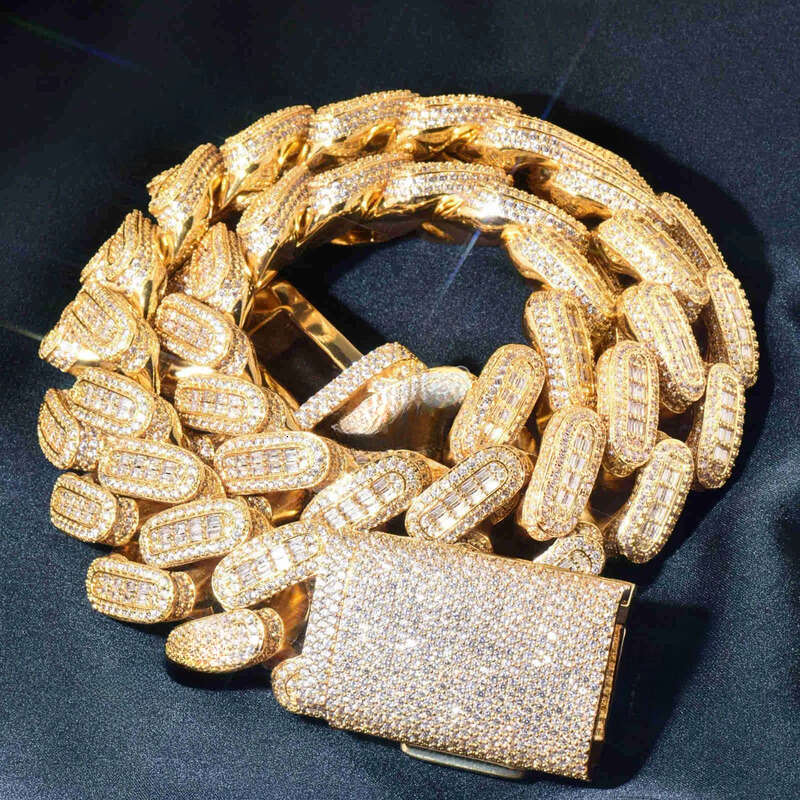 moissanite cuban chain Big Heavy Mens Necklace iced Vvs Moissanite Baguette Dia Hip Hop Iced Out man necklace