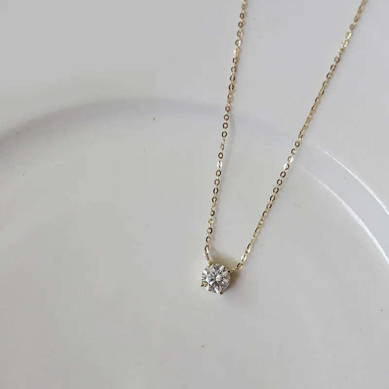 2024 Choucong Moissanite Dia Pendant Simple Fashion Jewelry Real 100% Sterling Sier 14K Gold Solitaire Gemstones Women Beach Clavicel Necklace Gift