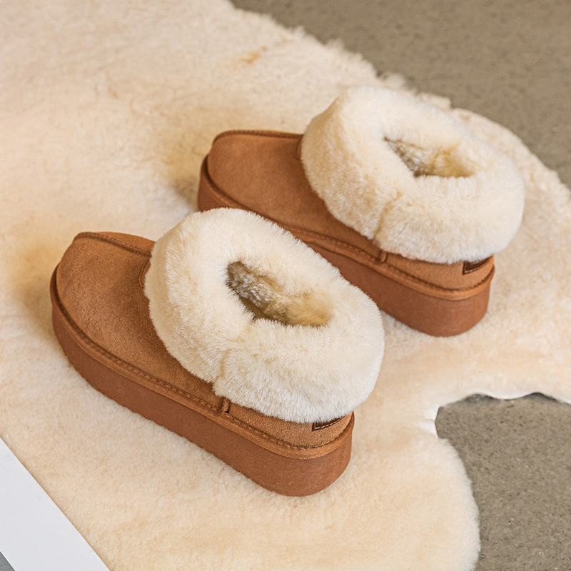 Designer shoes free shipping High quality winter plush and thick leather waterproof anti slip and warm snow boots for women size 35-40 black brown