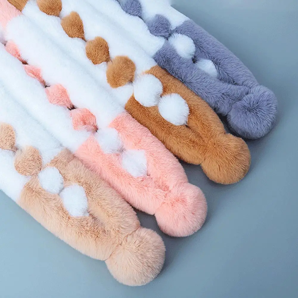 Girl Lolita Neckerchief Faux Rabbit Fur Sweet Plush Ball Furry Scarf Wrap Winter Neck Warmer Elegant Wedding Banquet Shawl 250929